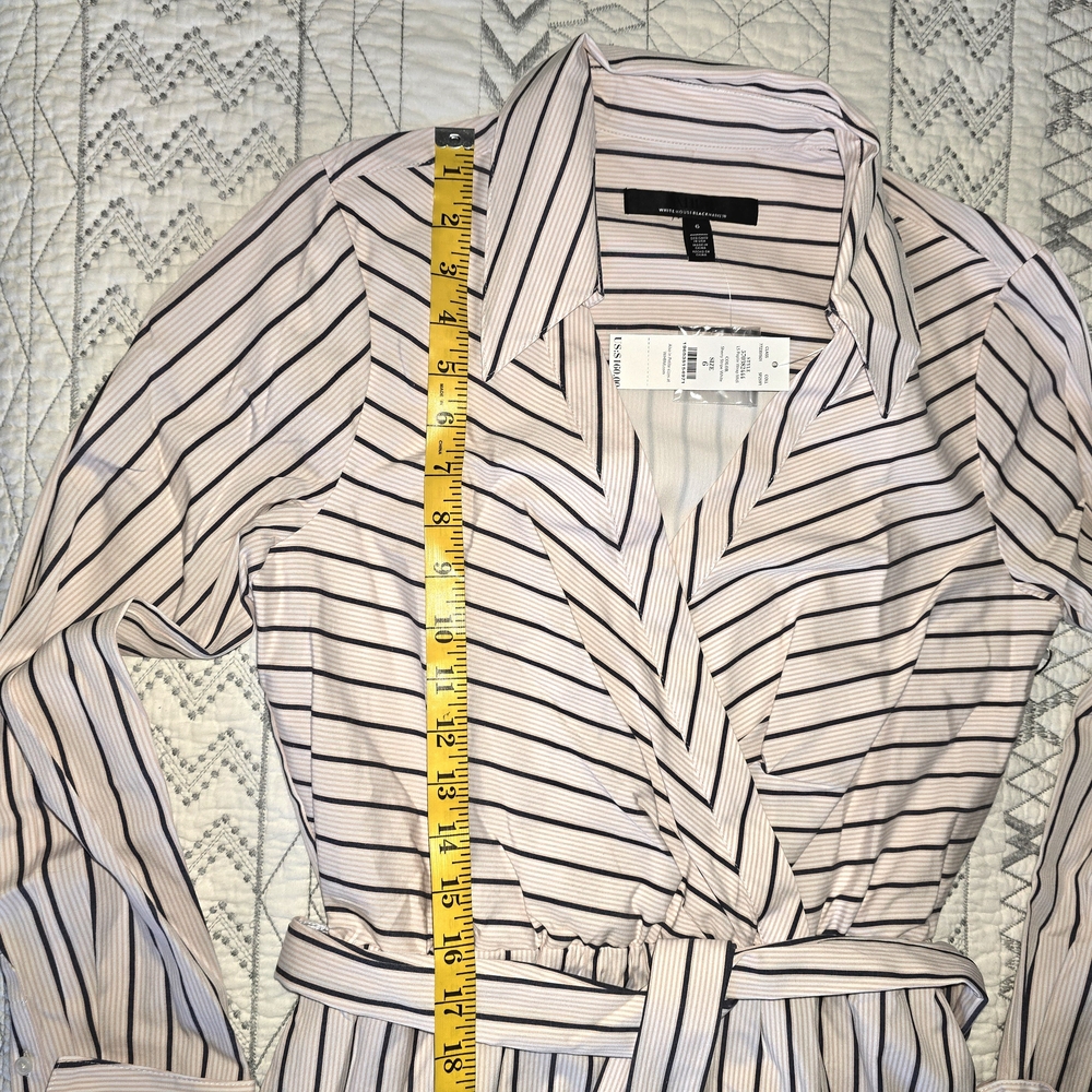 White House Black Market Striped Long Sleeve Dress Sz 6 - Picture 4 of 7